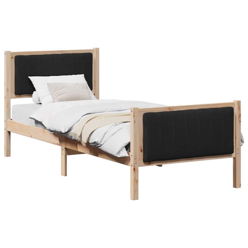 Bed frame Brown and black 80 x 200 cm Solid pine wood